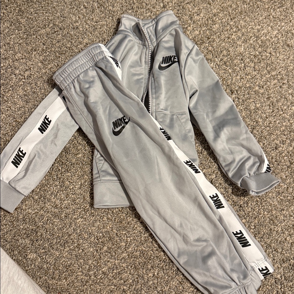 Nike Silver Tracksuit with Black Accents